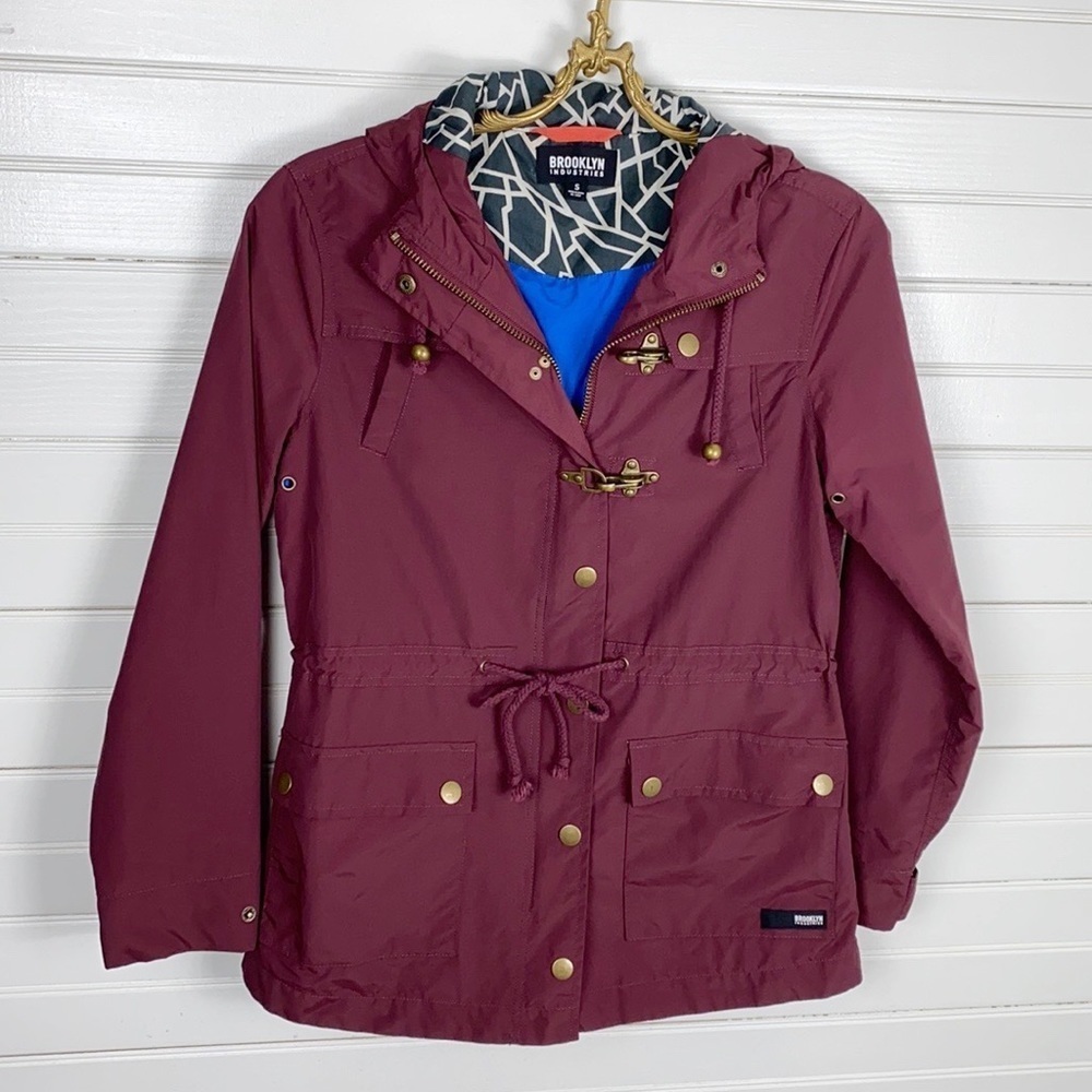 Brooklyn Industries Military Style Burgundy Utility Jacket Size Small